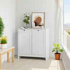 Tilted Laundry Hamper With Removable Basket, Hidden Storage Cabinet, Home Organizer For Bathroom - White