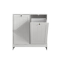 Tilted Laundry Hamper With Removable Basket, Hidden Storage Cabinet, Home Organizer For Bathroom - White