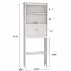 Over The Toilet Rack 2 -Tier Toilet Bathroom Spacesaver Storage Shelf with 2 Doors Wood Storage Organizer Cabinet