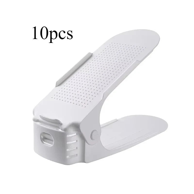 5/10Pcs Adjustable Shoe Stacker Shoe Slots Organizer Shoe Slots Space Saver Double Deck Shoe Rack Holder For Closet Organization