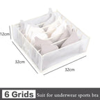 6-Grid Foldable Drawer Divider Underwear Storage Box, Wardrobe Organizer for Bras, Socks & Lingerie, Closet Storage Container