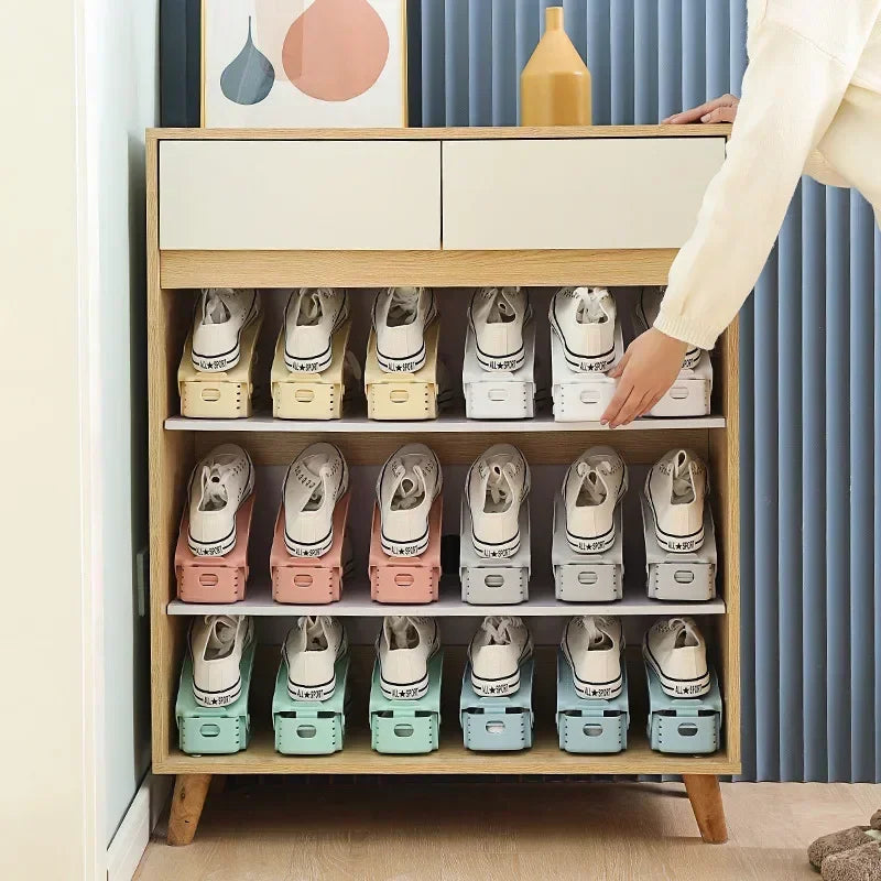 5/10Pcs Adjustable Shoe Stacker Shoe Slots Organizer Shoe Slots Space Saver Double Deck Shoe Rack Holder For Closet Organization