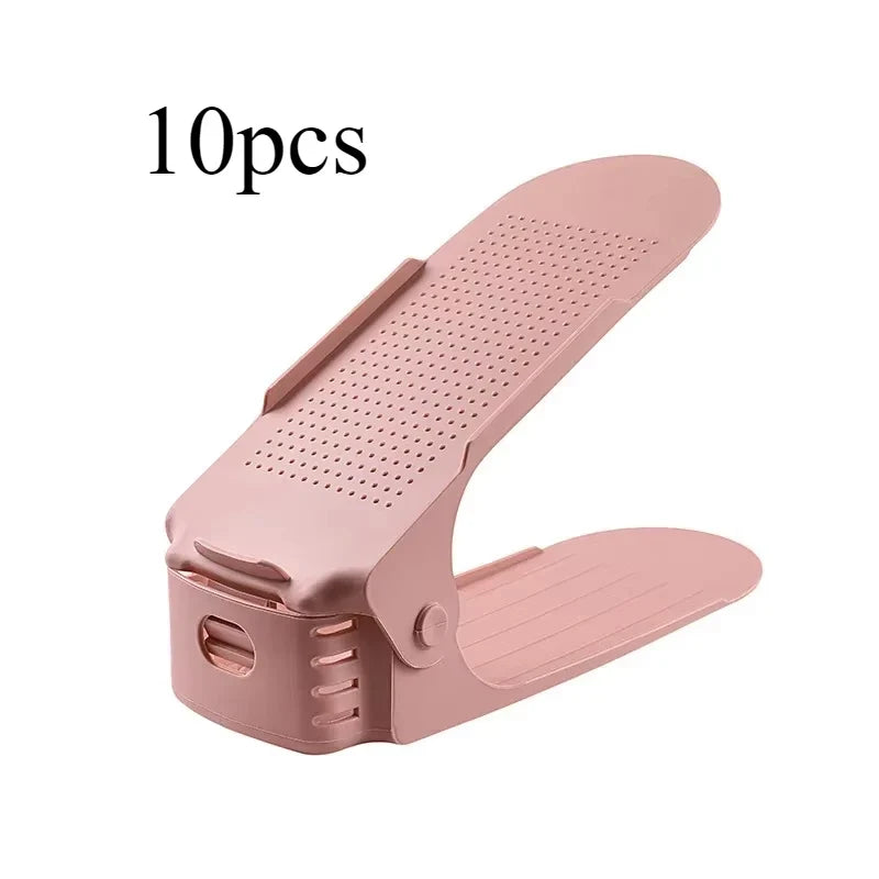 5/10Pcs Adjustable Shoe Stacker Shoe Slots Organizer Shoe Slots Space Saver Double Deck Shoe Rack Holder For Closet Organization
